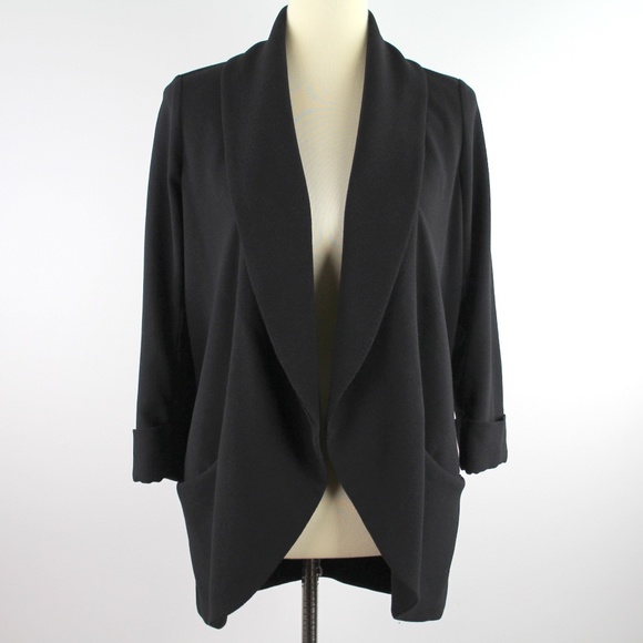 Wilfred Jackets & Blazers - Aritzia Wilfred Chevalier Jacket Black Crepe Open Front Draping Blazer 4